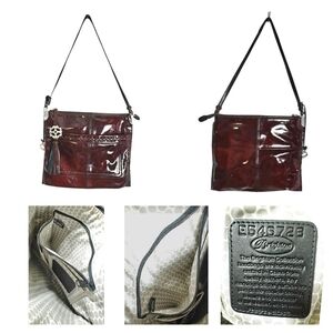 Brighton Burgundy Patent Leather Brighton Crossbody Bag